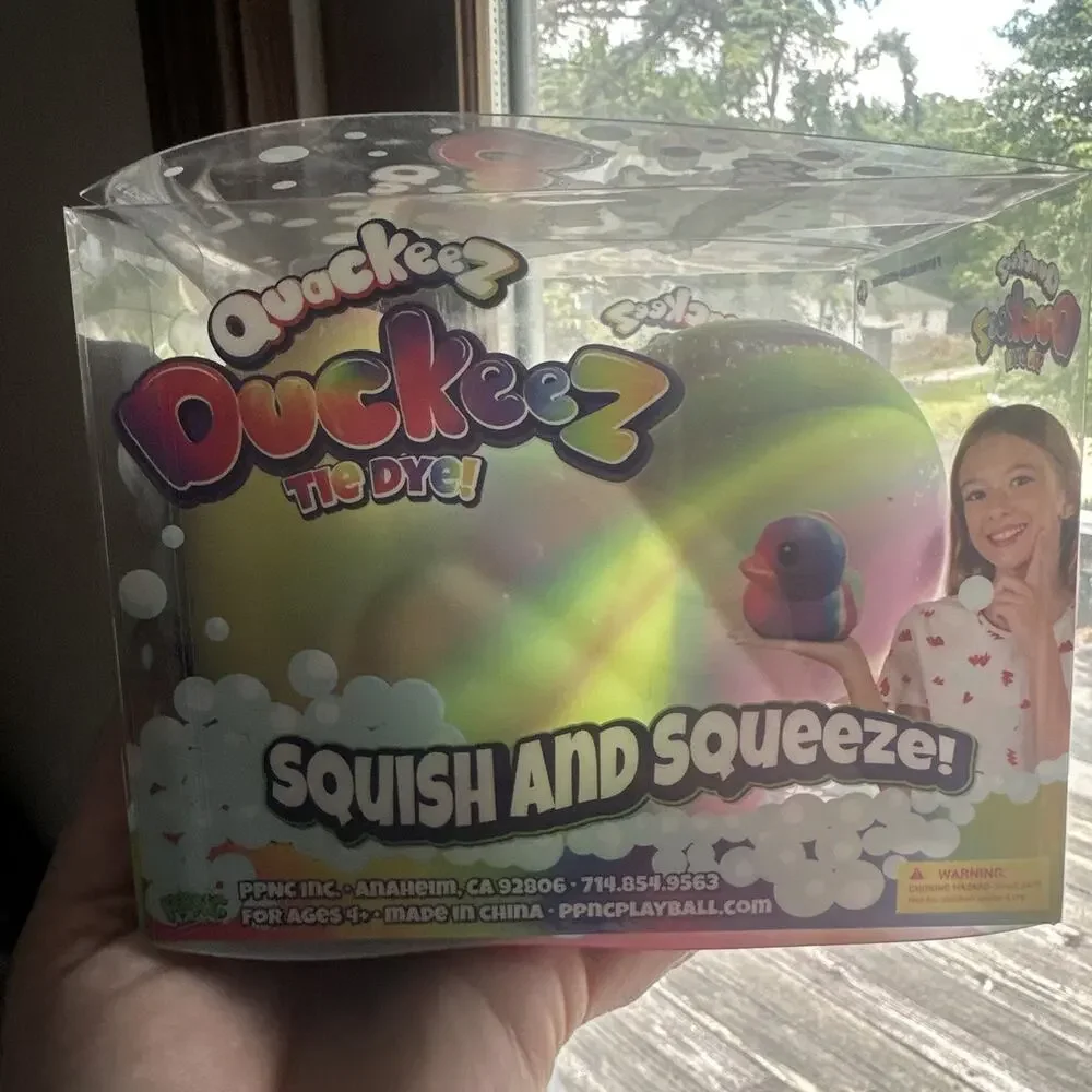 Quackeez Duckeez Tie Dye Squish & Squeeze Tactile Toy, Yellow 4+